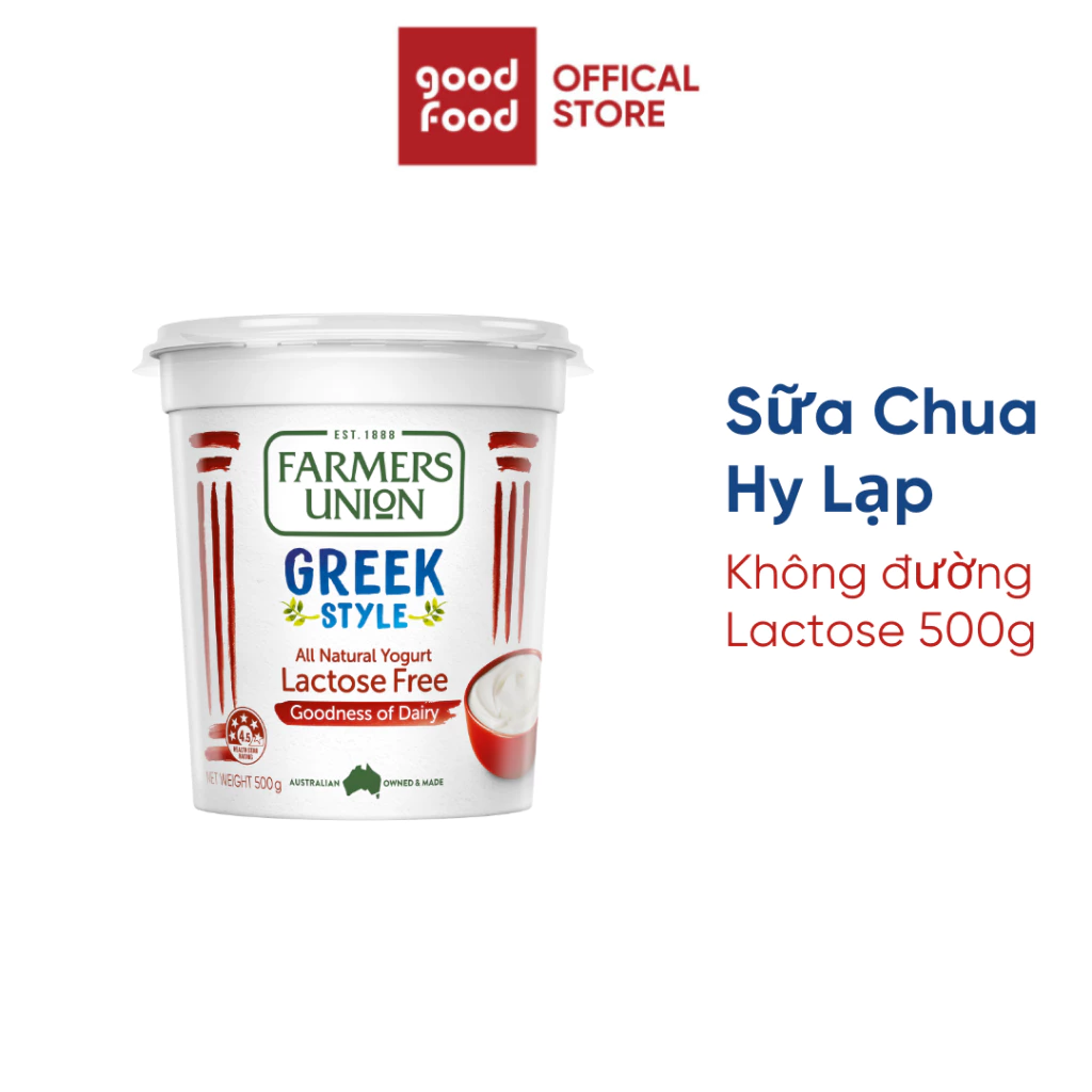Sữa chua hy lạp Farmers Union không đường lactose, tốt cho hệ tiêu hóa Greek Yogurt 500g - 1 Hũ