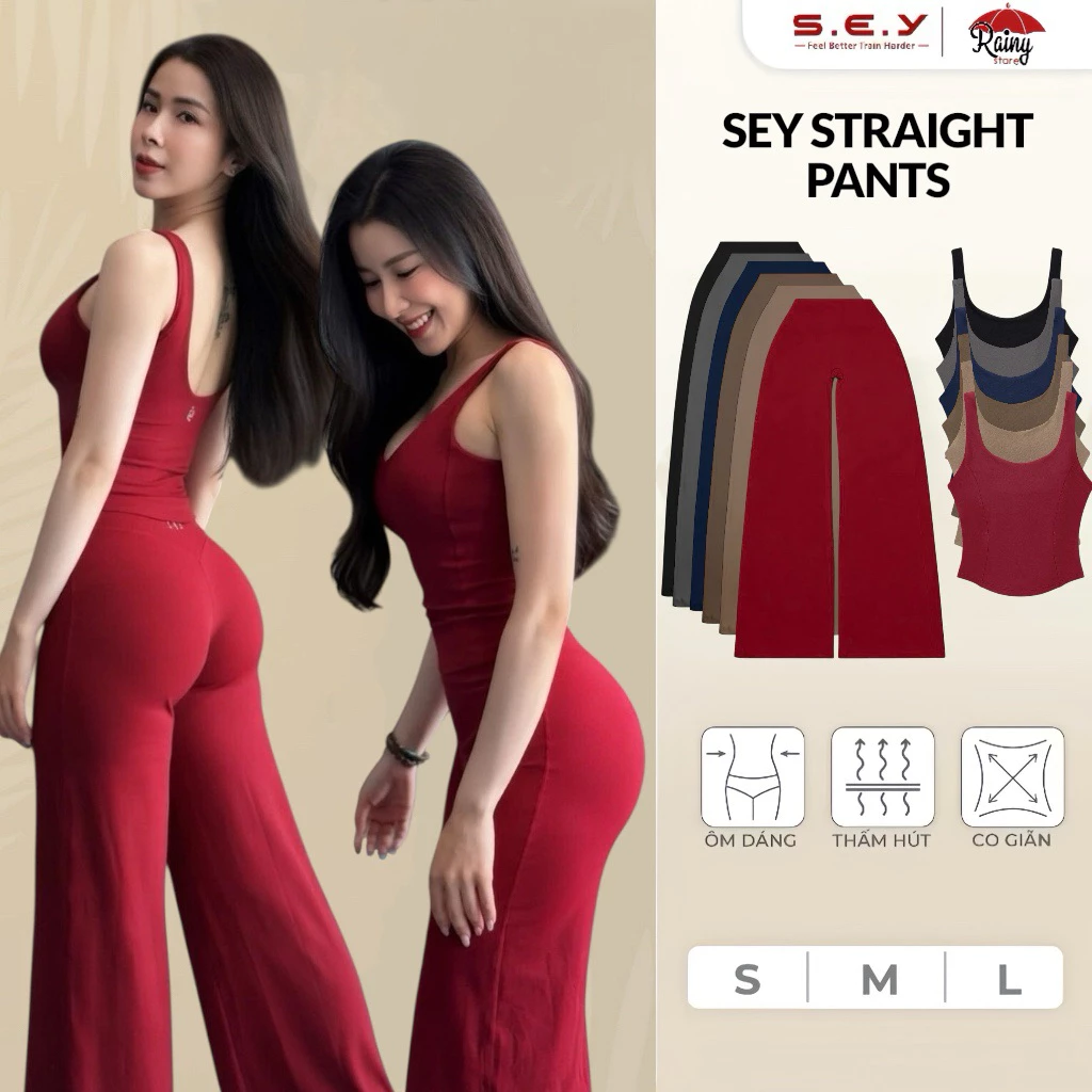 [ CHÍNH HÃNG S/M/L ] Tách Bộ Đồ Tập Quần Dài Ống Suông SEY Straight Pants / Áo Sey Halter Tank, Quần Ống Rộng, Quần Loe