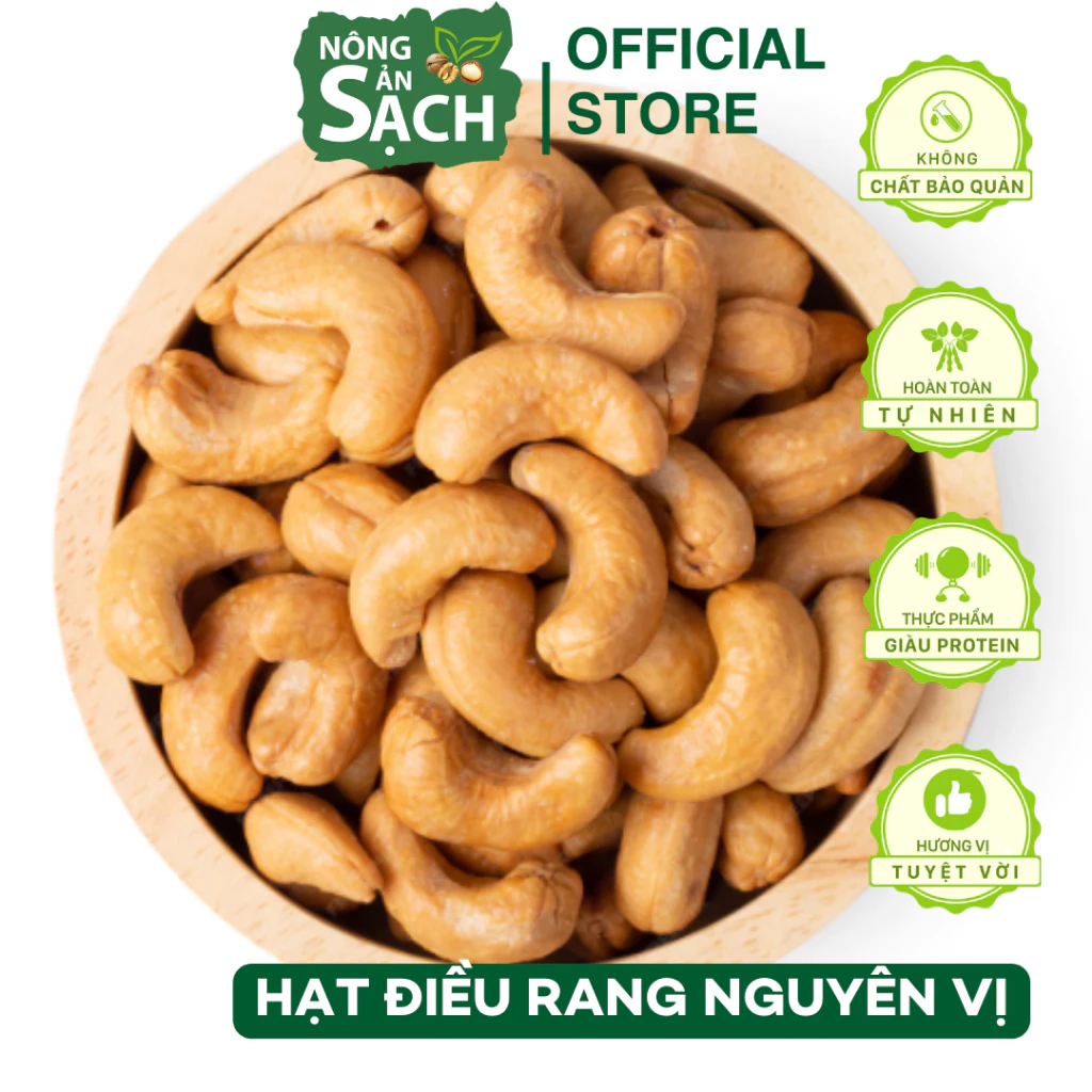 Hạt điều nguyên hạt Bình Phước rang mộc, hạt điều rang nguyên vị, không gia vị tốt cho sức khỏe
