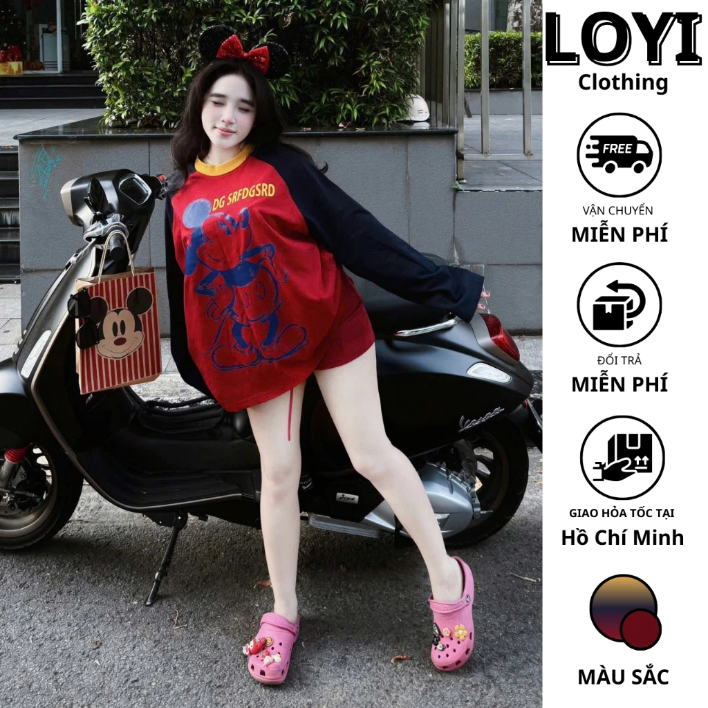 [Hỏa Tốc] Set Đồ Nữ Áo Tay Dài Form Rộng Hoạt Hình + Quần Short, Set Dễ Thương Phong Cách Hàn Quốc