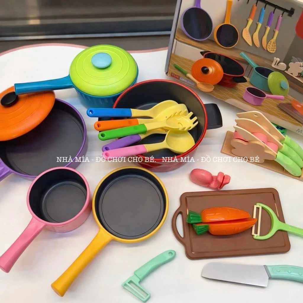 Bộ đồ chơi nấu ăn mini Play House nhiều chi tiết an toàn cho bé Tiệm Nhà Mía, đồ chơi nhà bếp mô phỏng cho bé