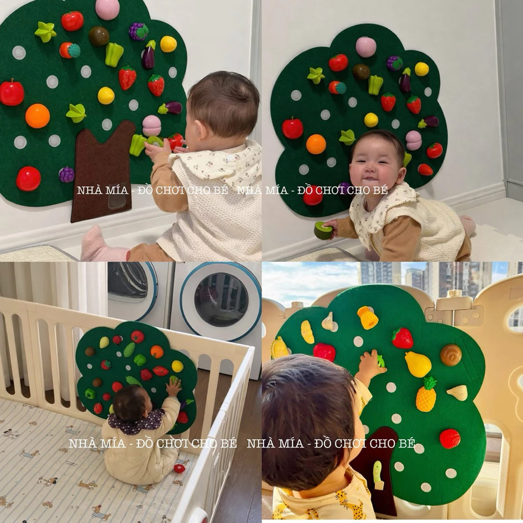 Cây Hái Rau Củ Quả Montessori Cho Bé | Đồ Chơi Gắn Hình Cây Hái Quả Phát Triển Vận Động Tinh