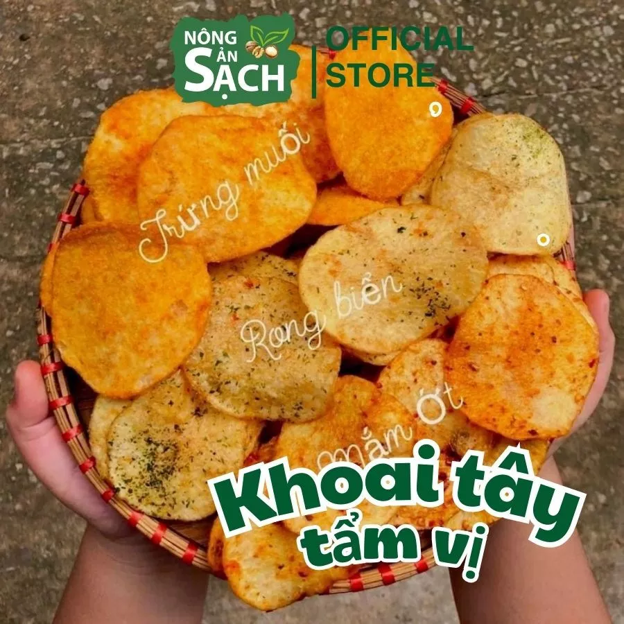 Khoai Tây Sấy Tẩm Vị Rong Biển, Mắm Ớt, Trứng Muối Nông Sản Sạch