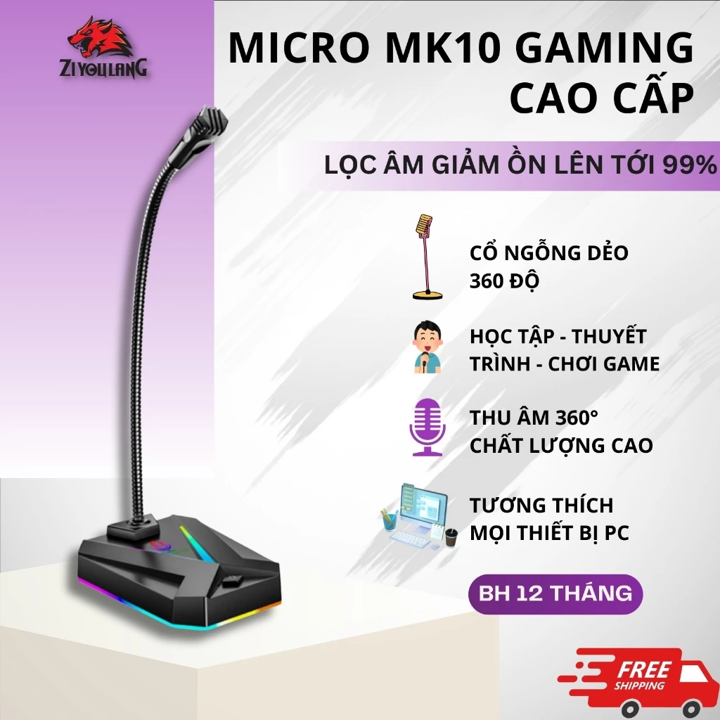 Micro Thu Âm Máy Tính Laptop ZiyouLang MK10 Dùng Cho Live Stream Thuyết Trình Học Online Chơi Game