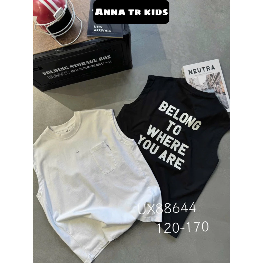 ( Ảnh Thật ) [120-170] 12099 Áo Thun tank top in chữ phía sau Bé Trai Quảng Châu mùa hè 2026