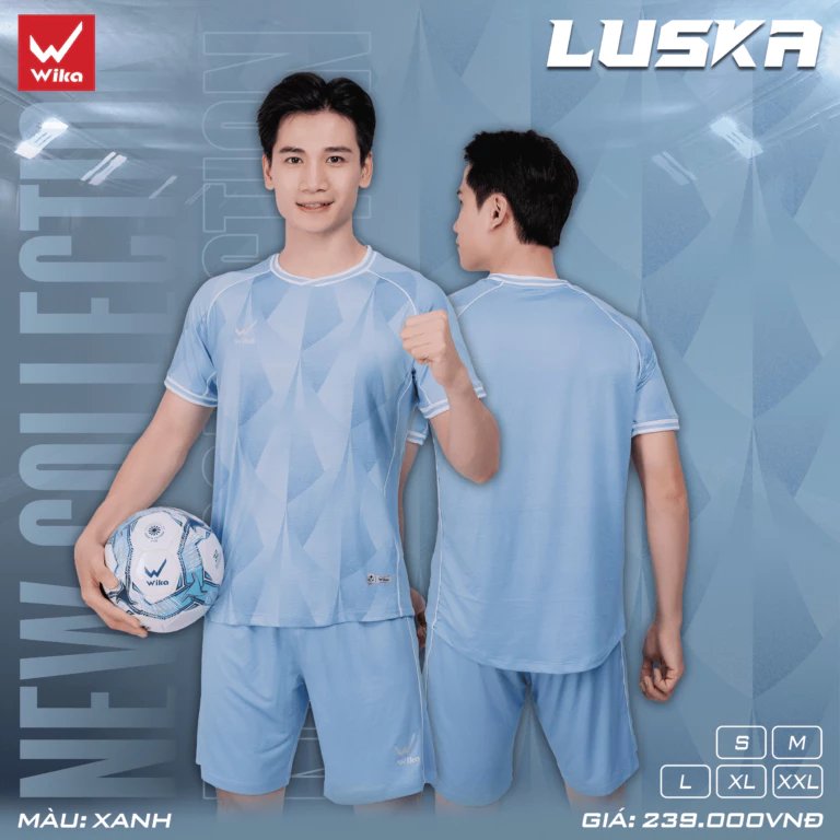 Bộ Quần Áo Bóng Đá Không Logo Wika Luska, Họa Tiết In Chuyển Nhiệt Bền Màu