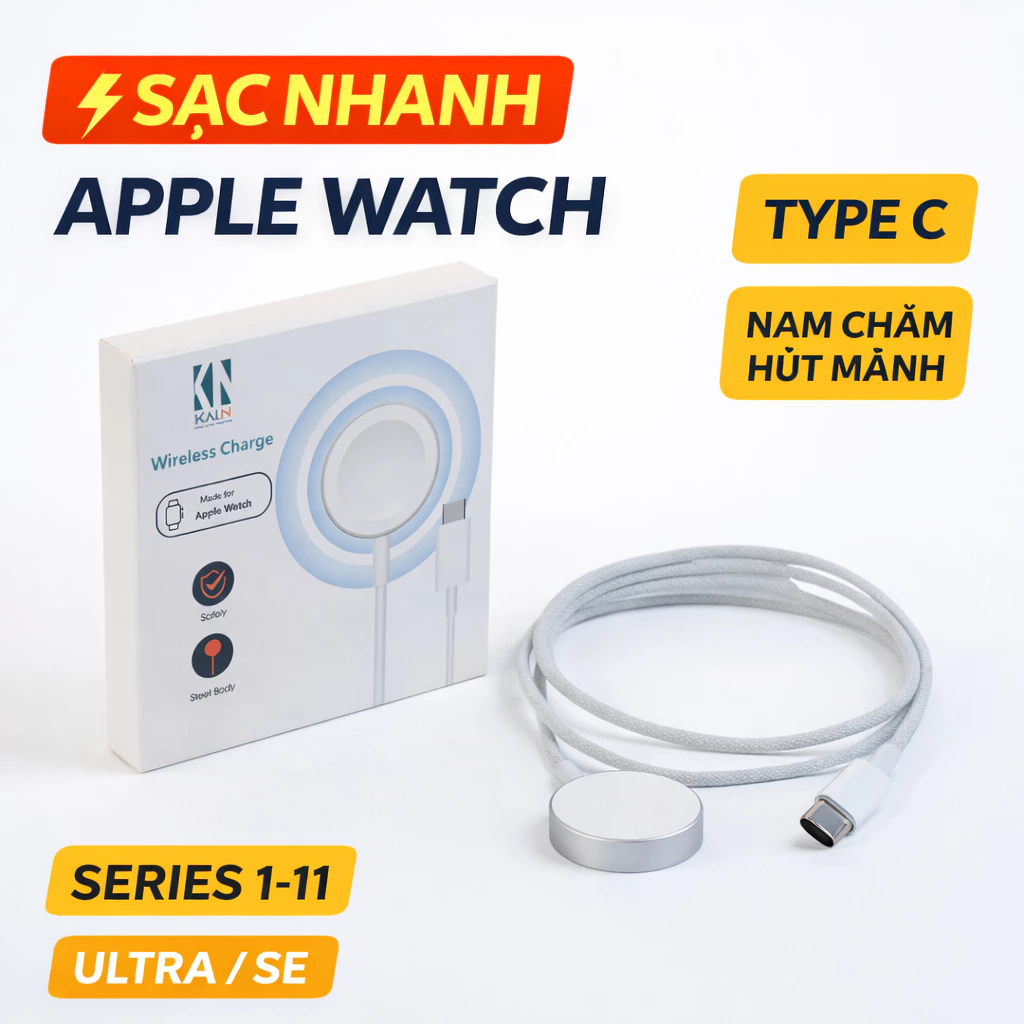 Đế Sạc apple Watch, cáp Sạc Watch Series 4 5 6 7 8 9 10 11/ Ultra 1/2/3/ SE Kai.N