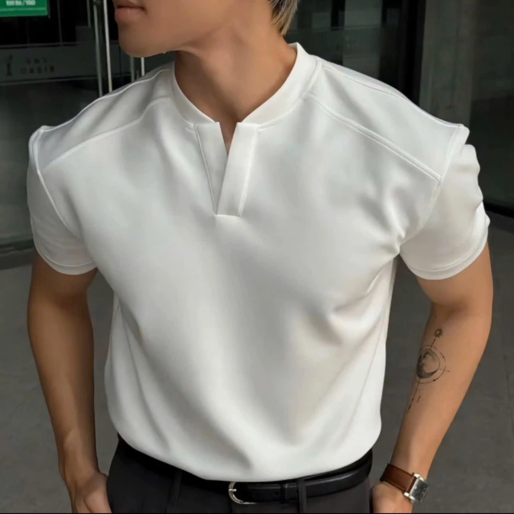 [ Cổ V Clean fit ] Áo Thun Ngắn Tay Phối Bo,Cổ Tròn Tôn Vai Tôn Dáng. Áo Thun Nam Nữ Unisex Mềm Mịn Co Giãn Chống Nhăn