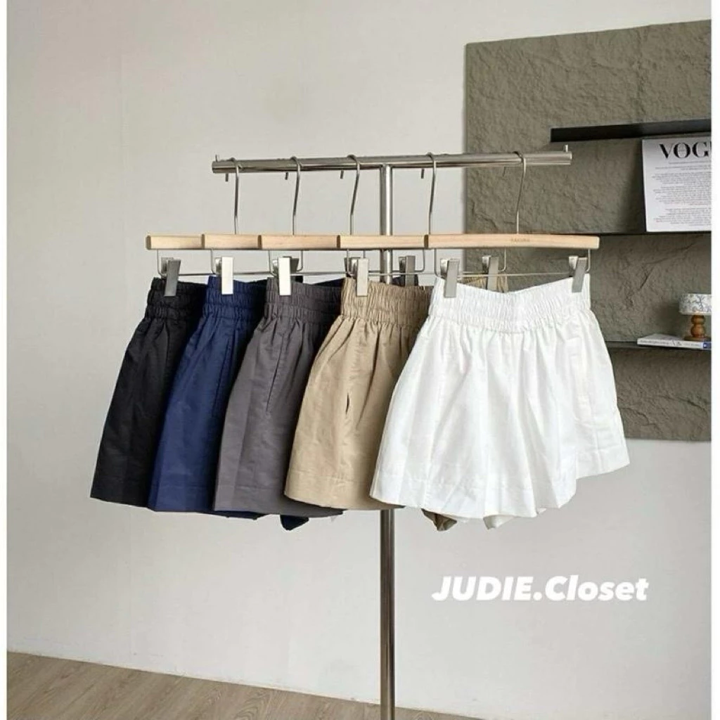 Quần Shorts Nữ Kaki Cạp Dây Rút,Quần Đùi Nữ Chất Kaki Sịn Cạp Chun Ống rộng ảnh thật JUDIE.Closet