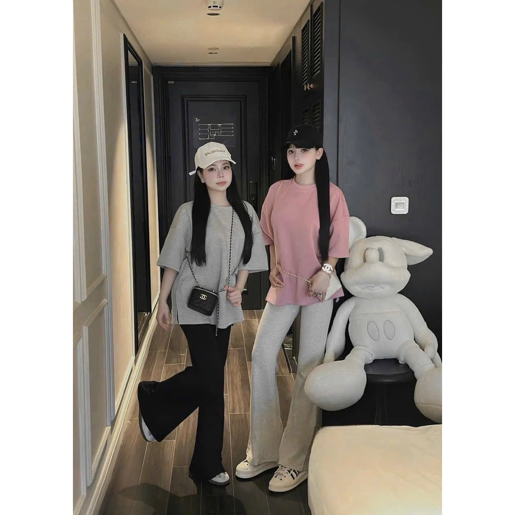 MM3-Sét Bộ Thun Tăm Trơn xe tà , quần loe lưng thun (40-60kg)
