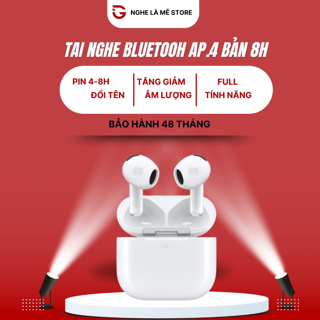 Tai Nghe Bluetooth AP 4 Full Chức Năng 2026 – Âm Thanh 9D, Pin Lâu, Hỗ Trợ…