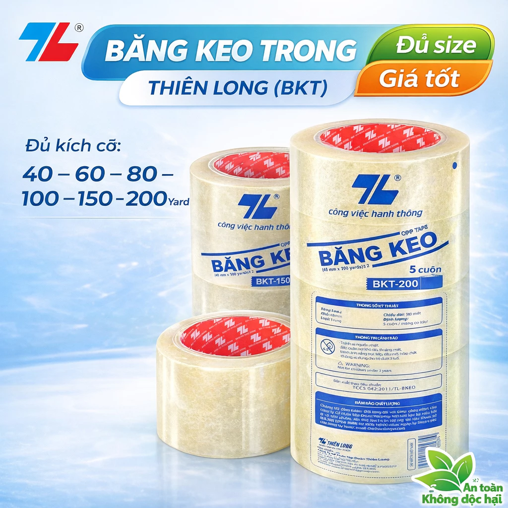 Băng keo trong Thiên Long BKT - nhiều kích thước - 1 cuộn