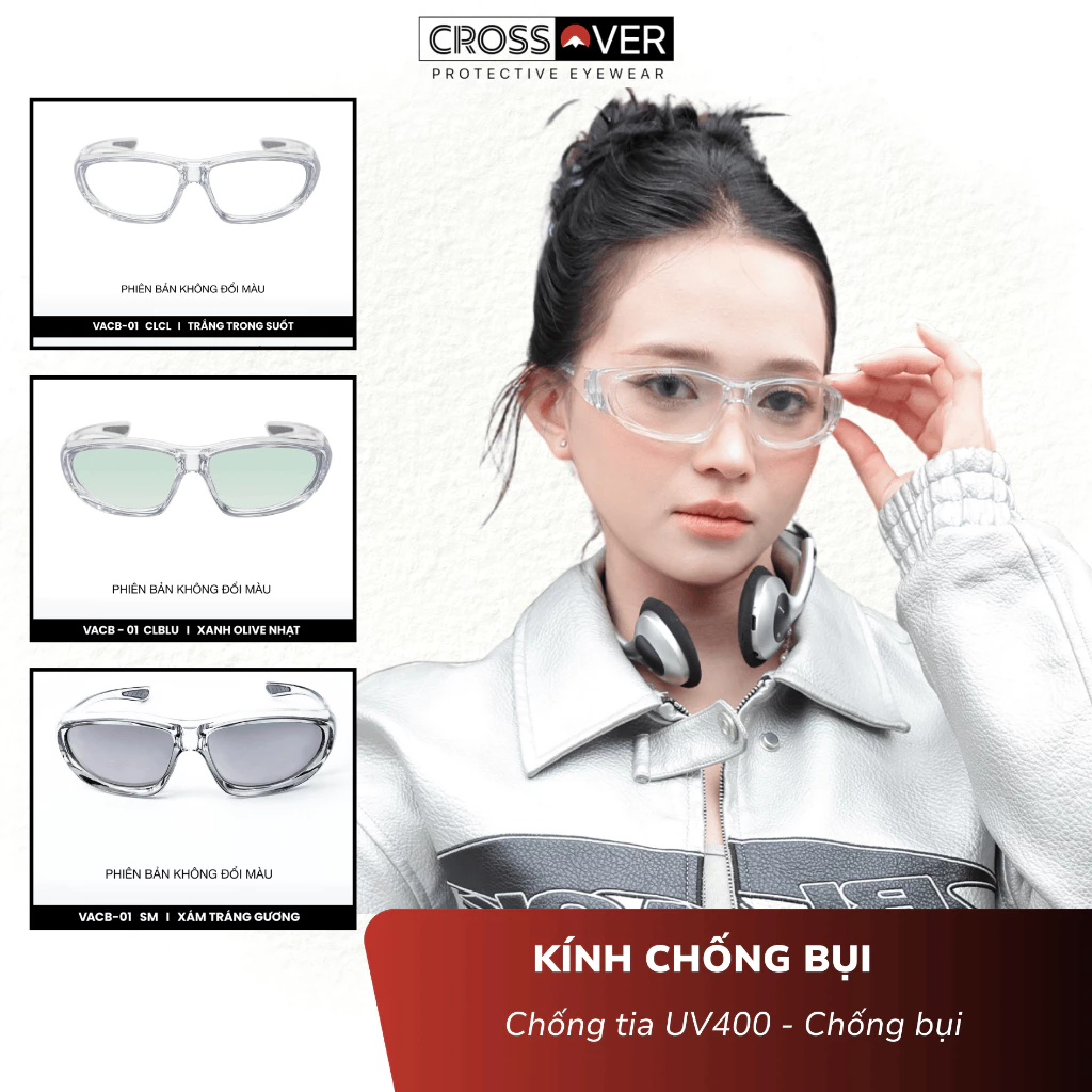 Kính đi đường chống bụi CROSSOVER Chống tia UV – Bảo vệ mắt khi chạy xe, đi phượt, thể thao Nam Nữ