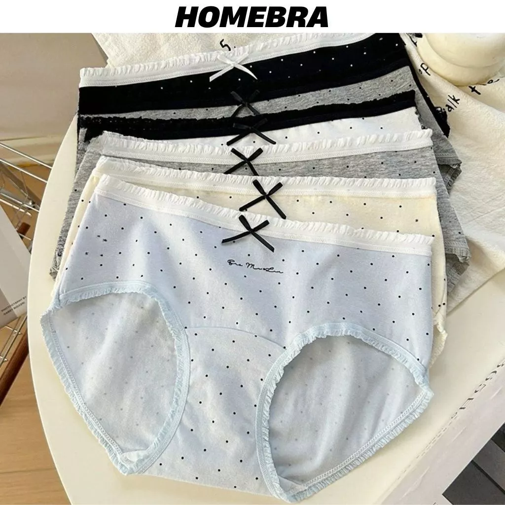 [ XẢ KHO ] Quần lót nữ cotton kháng khuẩn viền ren bo chun co giãn linh hoạt hoạt tiết chấm bi ngọt ngào L5114