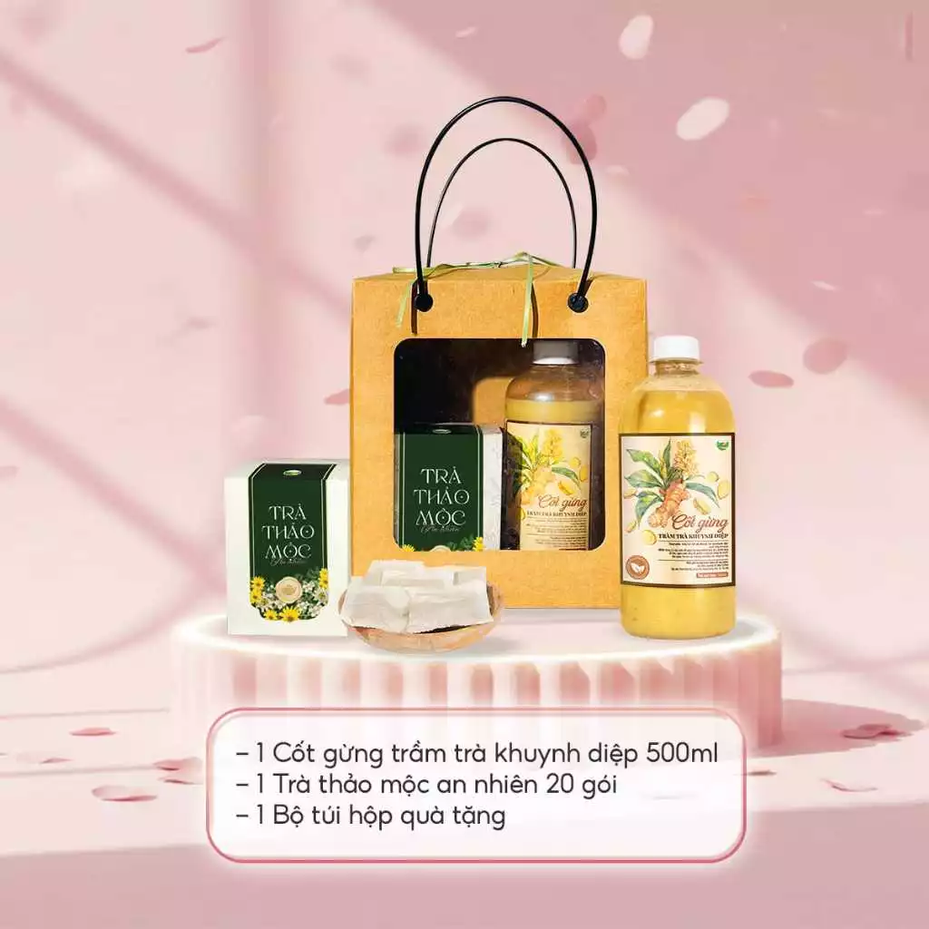 Set quà trung thu tặng sức khỏe, quà tặng ngủ ngon gồm trà lạc tiên và cốt gừng ngâm chân