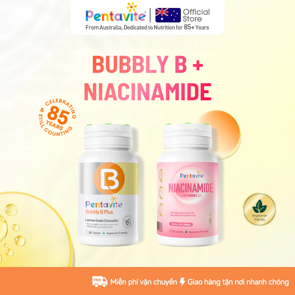 Pentavite Vitamin B Complex+Niacinamide tăng sức khỏe, miễn dịch, bổ sung dưỡng chất， đều màu da