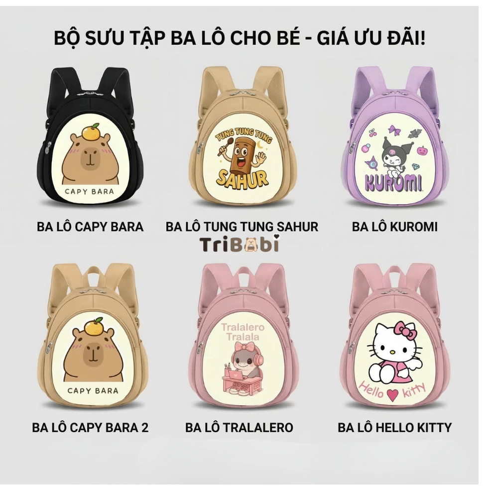 Balo labubu in nổi cho bé trai gái mầm non mẫu giáo ngộ nghĩnh đáng yêu