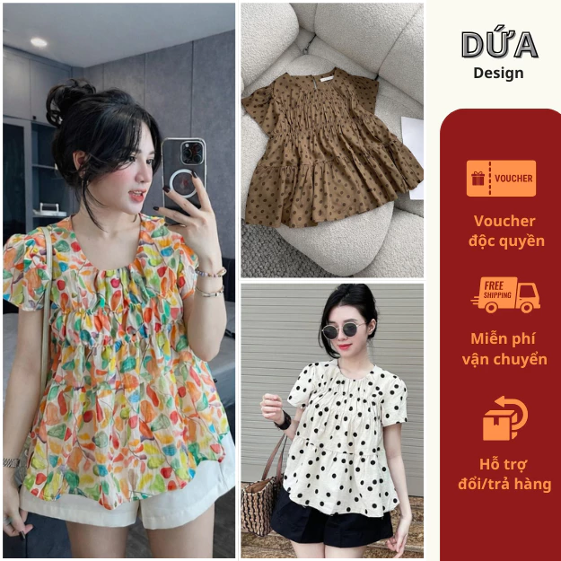 Áo Kiểu Nữ Cộc Tay Tay Bồng Dáng Cách Điệu Tiểu Thư 38-70KG Chất Liệu Tơ Mẫu AOTO3MAU. D163