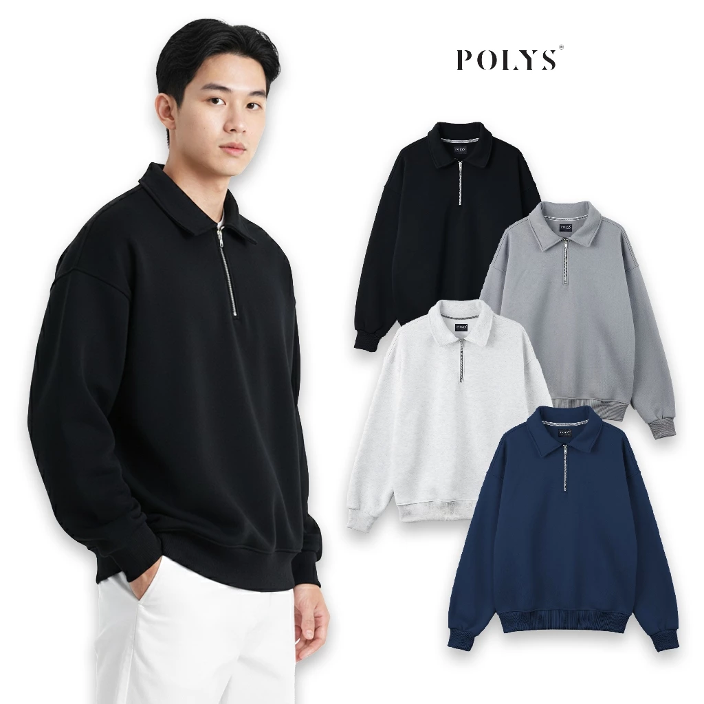 Áo Sweater Zip Nam Nữ, Áo Nỉ Bông Dày Dặn Có Khóa, Form Unisex Rộng Trẻ Trung, Áo Nỉ SWEATER POLYS