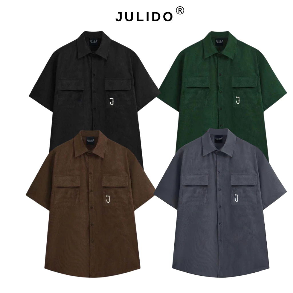 Áo sơ mi nam nữ ngắn tay chất liệu nhung tăm JULIDO