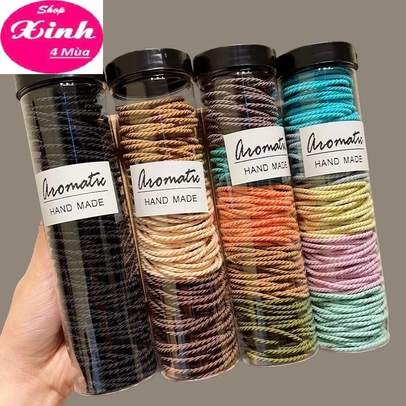 (Combo) Hộp 100 Dây Chun (Dạng Xoắn) Cột Tóc Co Giãn Nhiều Màu Sắc Xinh Xắn Dễ Thương (SX4M)