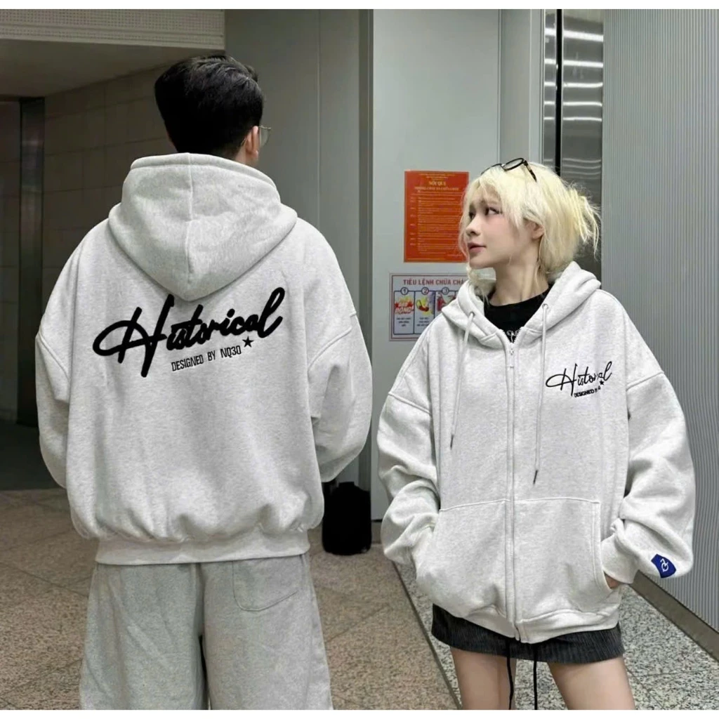 Áo Khoác Hoodie Form Boxy Thêu Nổi HISTORICAL form rộng thoải mái phù hợp nam nữ