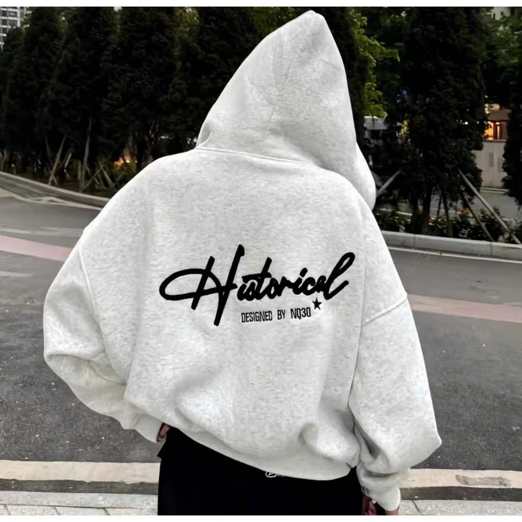 Áo Khoác Hoodie Zip THÊU Chữ Mặt Trước Sau HYSTORICAL BRAND Hot Trend KI026