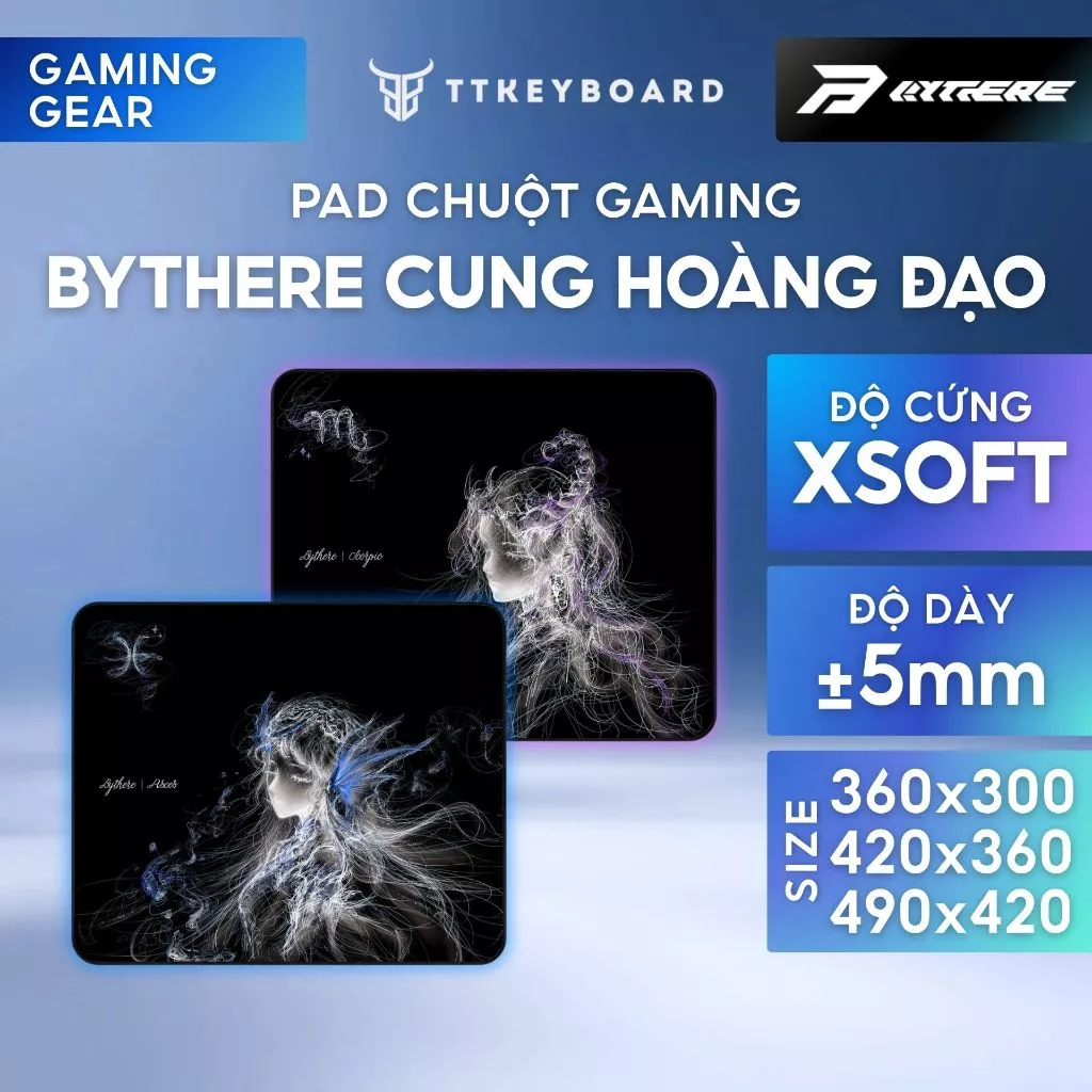 [HỎA TỐC] Pad Chuột Gaming Bythere 12 Cung Hoàng Đạo Zodiac Bề Mặt Đế XSOFT Chống Trượt Fabric