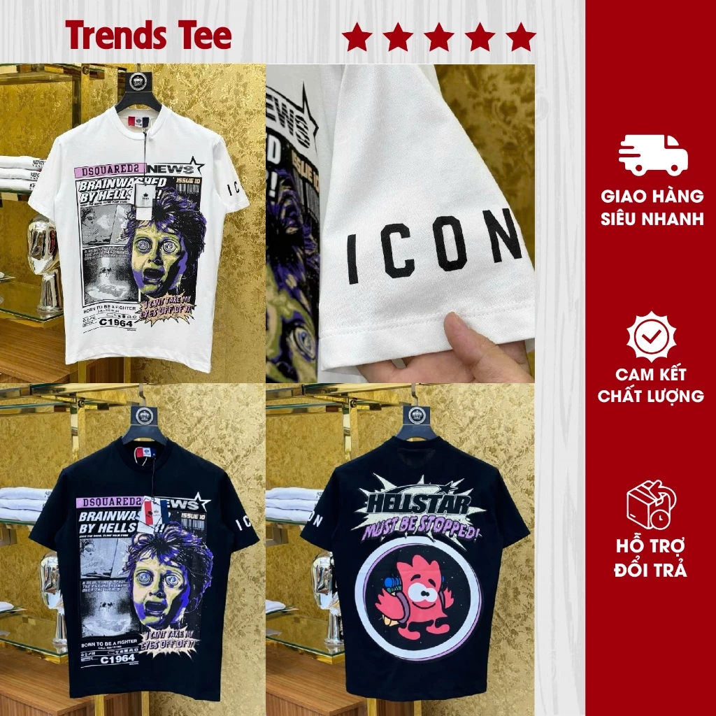 Áo Thun Nam Nữ Cotton 100% Cao Cấp 250Gsm In Hình DSQ Cậu Bé Tóc Xanh Form Dày Dặn Co Giãn 2 Chiều