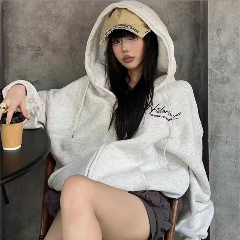 Áo Khoác Hoodie Zip COTTON Thêu HISTORICAL Form Boxy Form Rộng Nam Nữ Unisex (KHÔNG XÙ LÔNG)