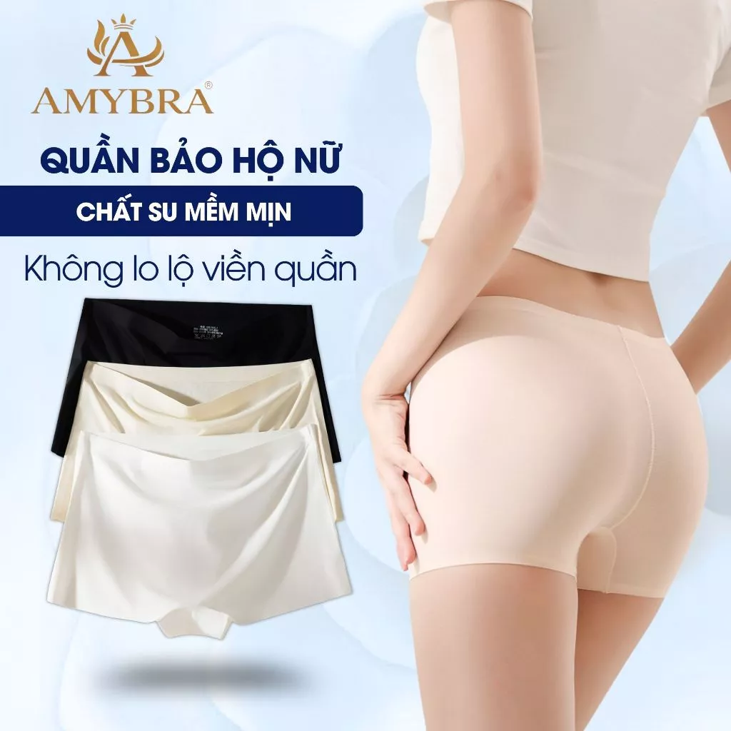 Quần Bảo Hộ Mặc Váy Su Đúc Không Lộ Viền - Quần Lót Nữ Bảo Hộ Su Lạnh Co GiãnThoáng Khí AMYBRA V8205