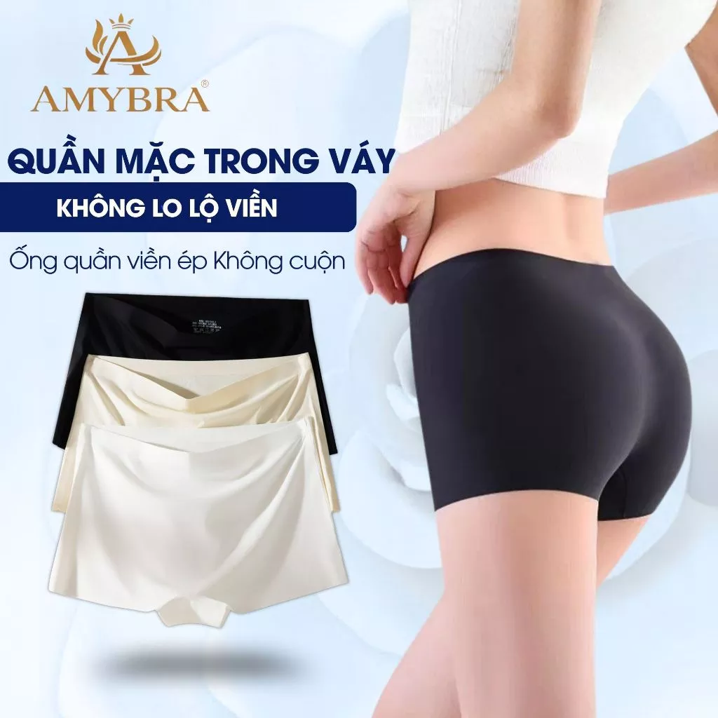 Quần Mặc Váy Bảo Hộ Không Lộ Viền Chống Lộ Chất Liệu Thun Su Lạnh Siêu Co Giãn Cao Cấp AMYBRA V8205
