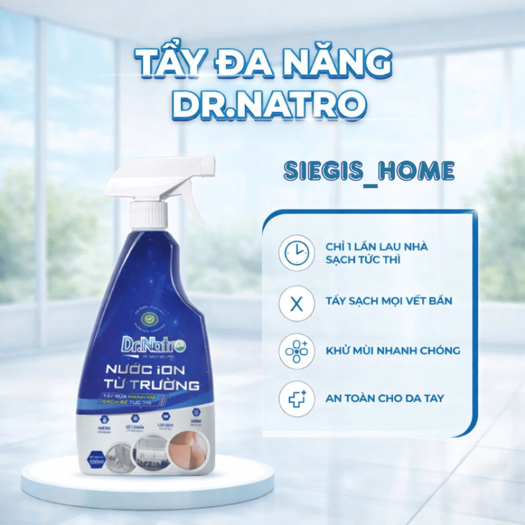 Dr Natro Siêu Tẩy Đa Năng 500ml - Tẩy Sạch Mọi Vết Bẩn Với Công Nghệ Ion Từ Trường [Tặng Miếng Xốp Chà Nhám]