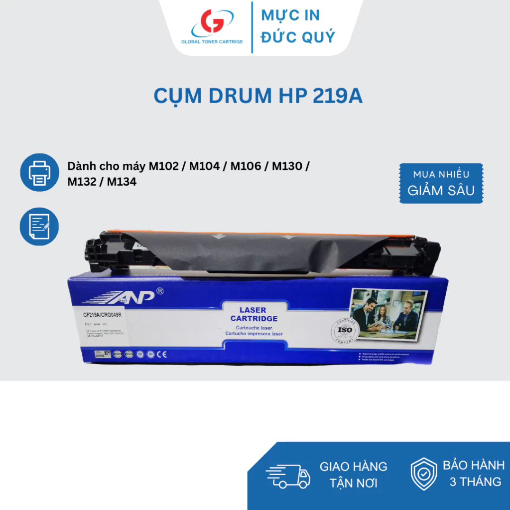 Cụm trống Drum CF 219A (19A) có chíp dùng cho máy in: HP M102a, M102w, M130a, M130w, M130fn, Canon 112, 113w