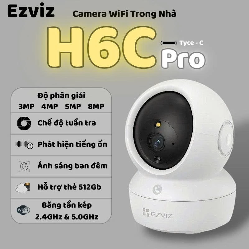 (QUÀ TẶNG đơn cam+ thẻ)Camera Trong Nhà Ezviz  WiFi Kép H6C Pro 3MP/4MP/5MP/8MP–Kết Nối Ổn Định