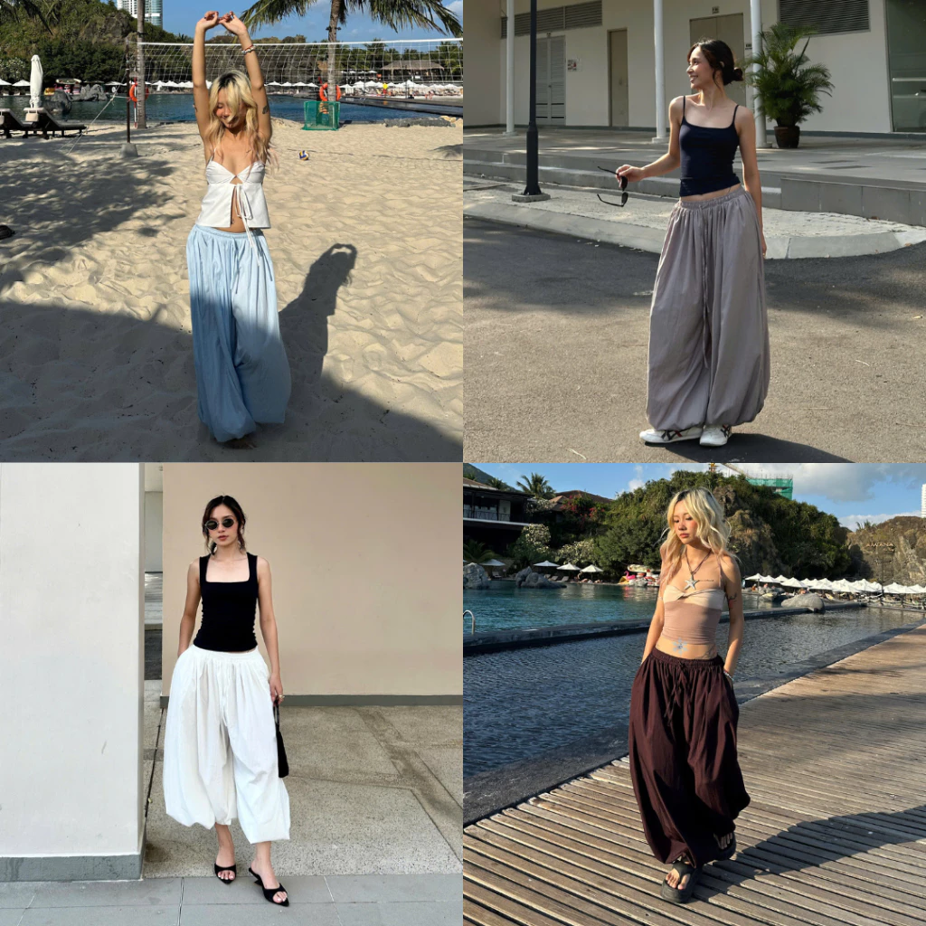 Quần Balloon Pants Cạp Chun Ống Boom Bo Gấu Quanballoonpants47 Thiết Kế Hiện Đại Tôn Dáng 247Store