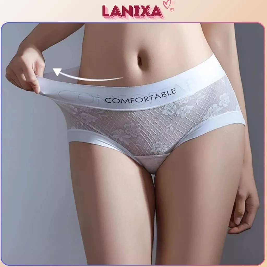 [ Xả hàng ] Quần lót nữ su cao cấp phối ren lưới sang trọng thoáng mát cạp vừa tôn dáng gợi cảm LANIXA L1268 -CB