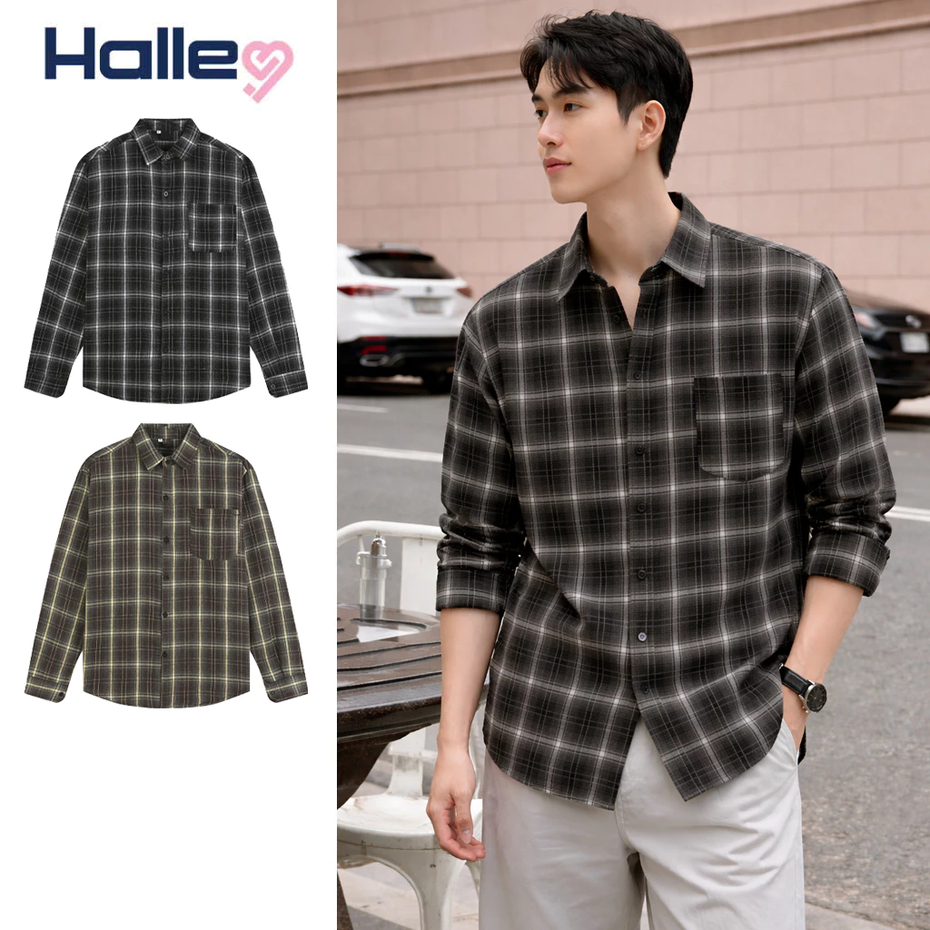 Áo Sơ Mi Flannel Nam Halley Kẻ Caro Hàn Quốc - Sơ Mi Nam Dài Tay Form Rộng Trẻ Trung Mùa Hè A47
