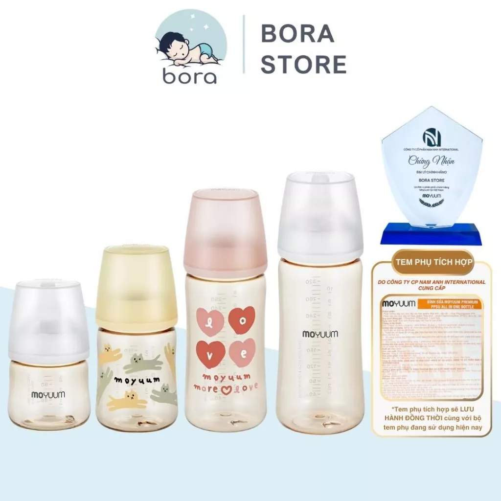 Bình sữa Moyuum chính hãng Hàn Quốc thế hệ 3 80ml/170ml/270ml/330ml [Được chọn núm 0 - 4]