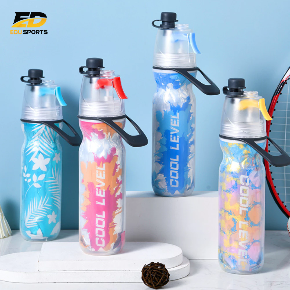 Bình Nước Phun Sương 500ml Giữ Lạnh – Chai Nước Thể Thao Pickleball Đạp Xe Tiện Lợi