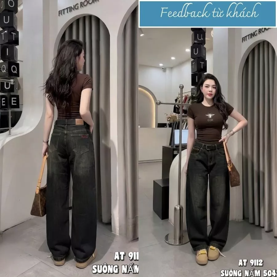 Quần Jeans Bigsize Nữ từ 55-90Kg Ống Suông Màu Wash Loang Hot Trend 2026 Quần Bò Dài Đi Chơi QC5048