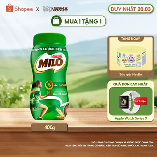 Thức uống lúa mạch Nestlé Milo nguyên chất 400g (hũ nhựa)