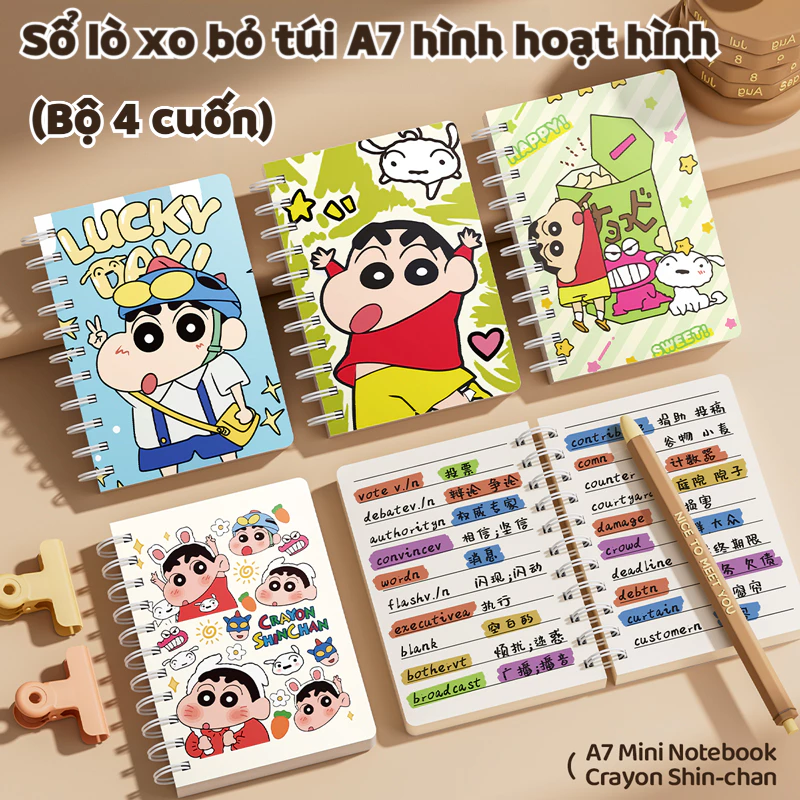 Sổ Tay Mini A7 Anime 120 Trang – Sổ Bỏ Túi Hoạt Hình Dễ Thương Tiện Lợi
