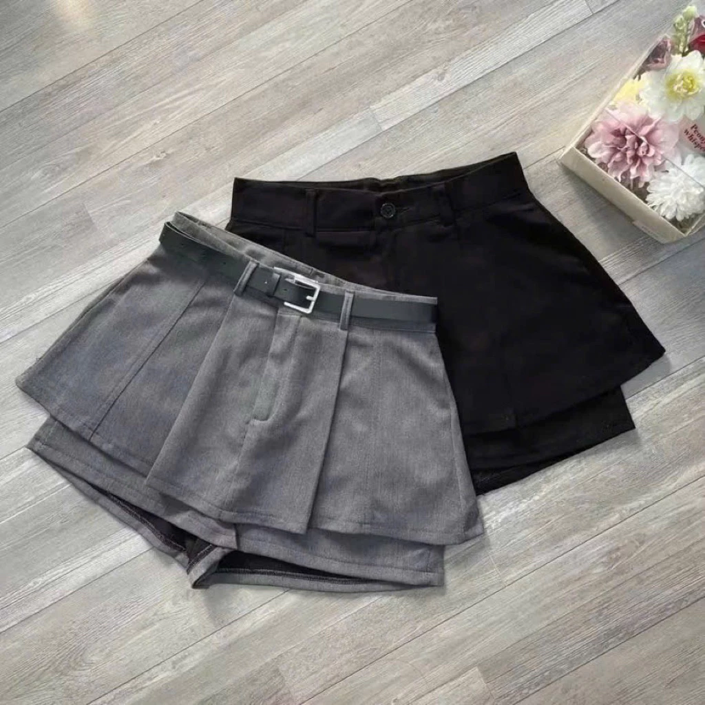 196 Chân váy nữ dáng chữ a cạp cao, quần váy nữ xếp ly cạp chun sau