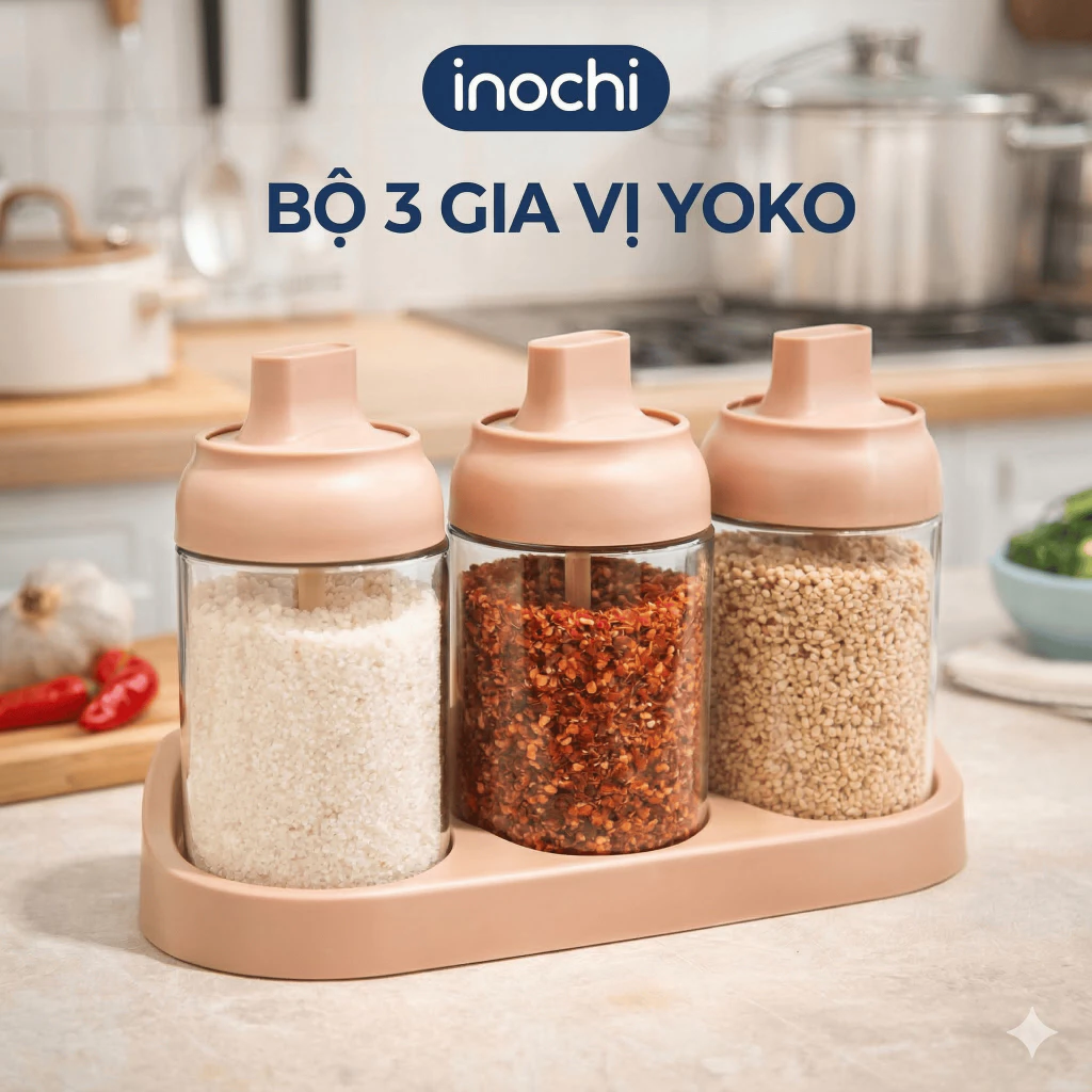 Bộ 2/3 Hộp Gia Vị Inochi Tritan Yoko: Sang Trọng, Tiện Lợi, An Toàn - Phong Cách Nhật Bản 🧂✨