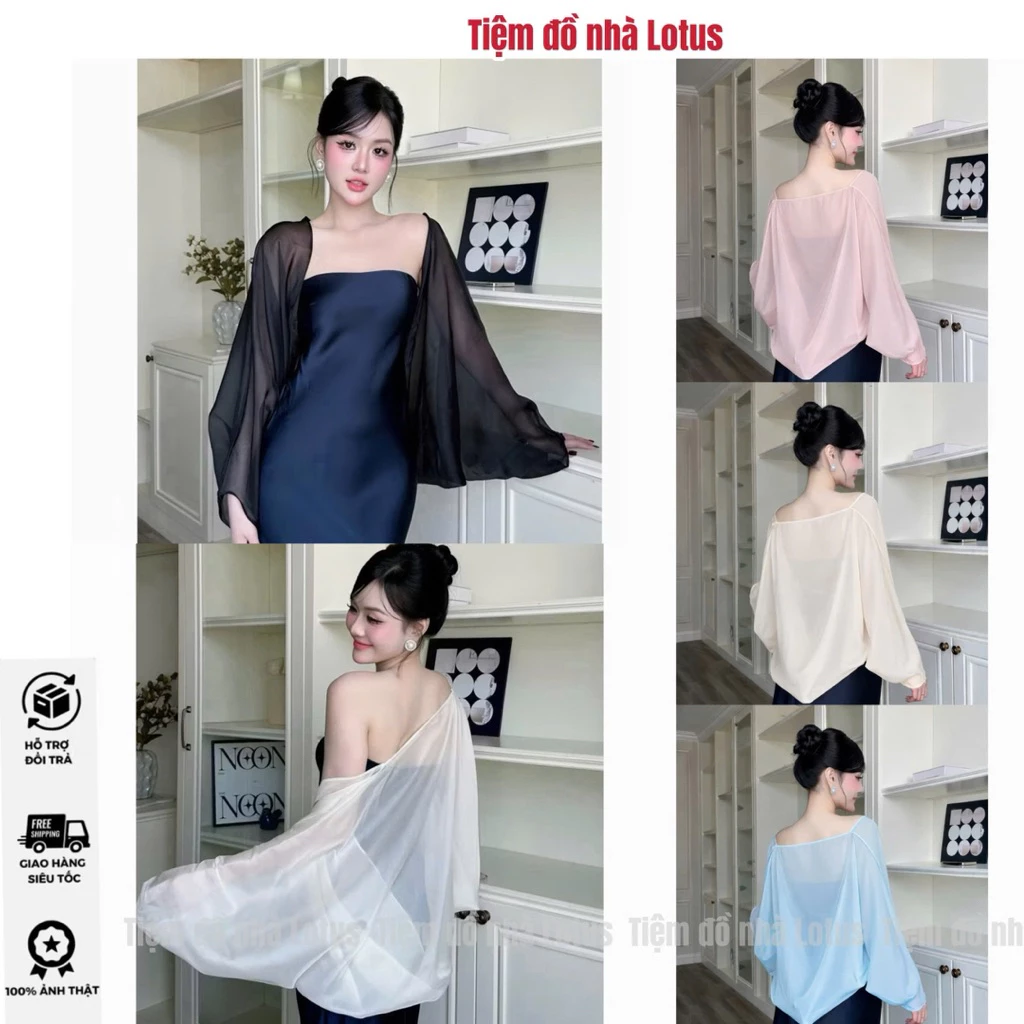 (BIGSIZE Voan Mềm) Áo Choàng Voan Tơ Nữ A144 - Phối Lụa Dễ Mix Đầm Đầy Khí Chất (Tiệm đồ nhà Lotus)