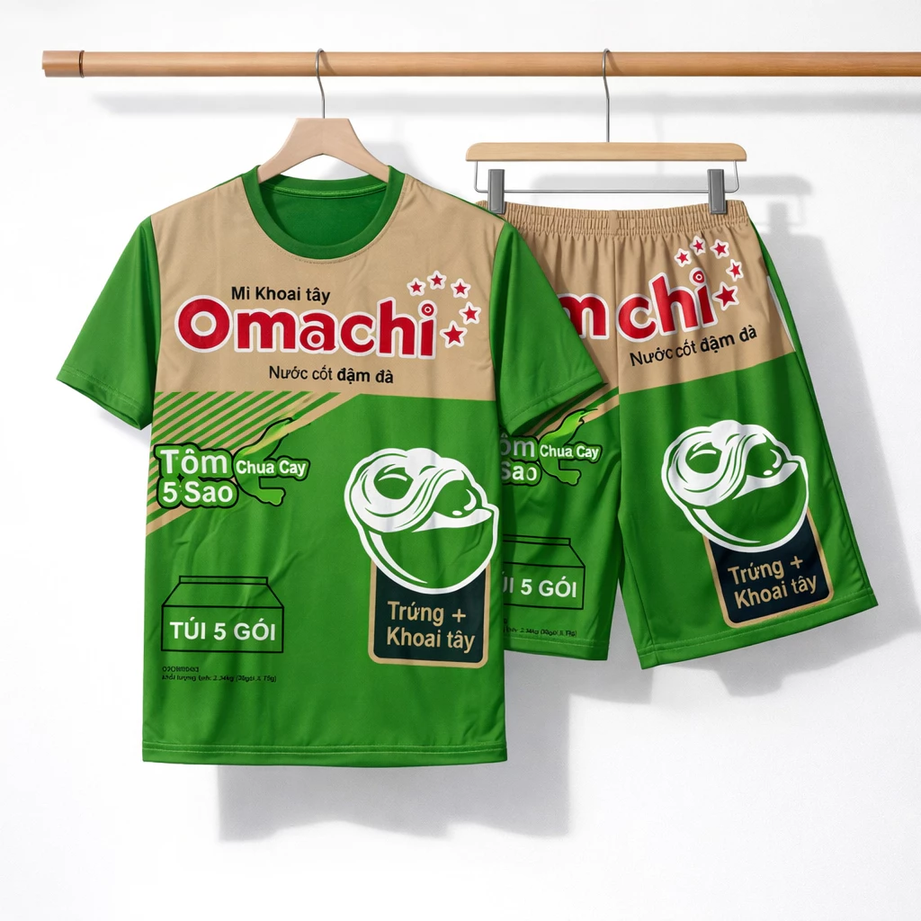 Bộ thun mì tôm Omachi cả nhà cùng mặc, Bộ đồ bé trai bé gái co dãn size 10kg đến 123Kg cực đẹp