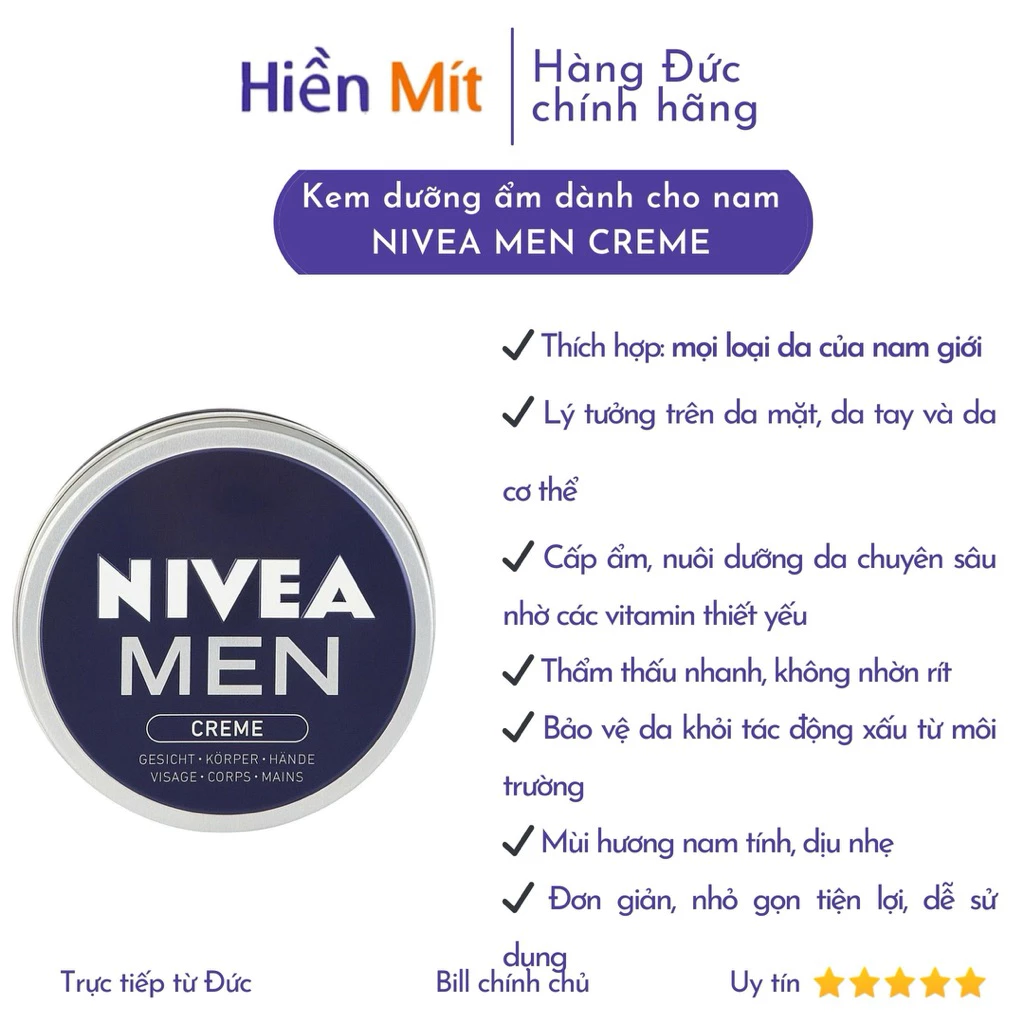 NIVEA nội địa Đức - Kem Dưỡng Ẩm Da Sáng Mịn có sẵn hộp thiếc và nhựa tuýp Creme SOFT Care xanh chính hãng thể cream