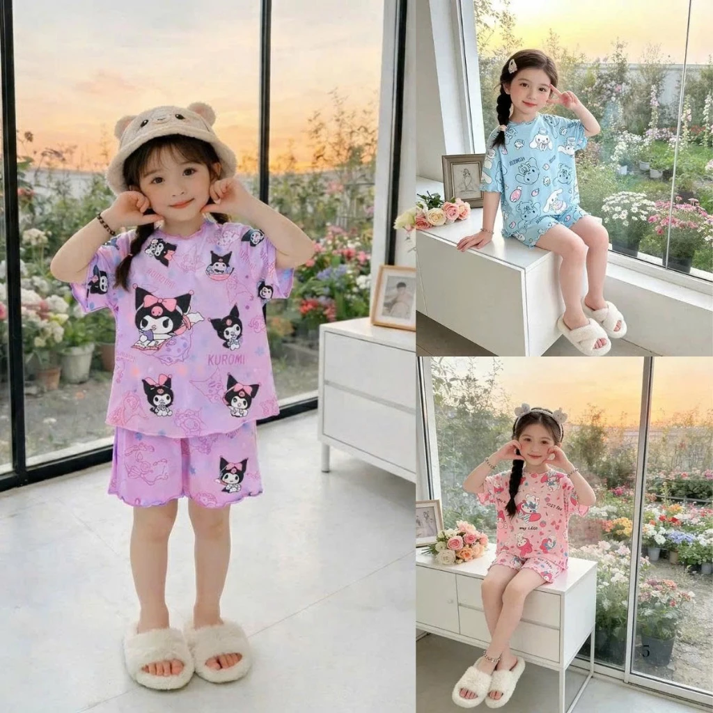 [7-18kg] Bộ cộc tay mùa hè cho bé gái đáng yêu chất liệu tăm gân mềm mại, thoáng mát mẫu SOO.
