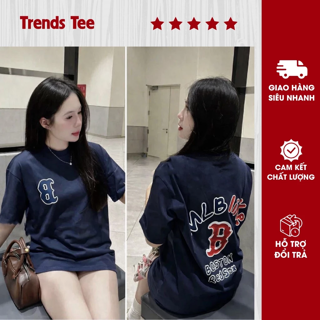 Áo Thun Nam Nữ Cotton 100% Cao Cấp 250Gsm In Hình NY MLB Like Form Dày Dặn Co Giãn 2 Chiều
